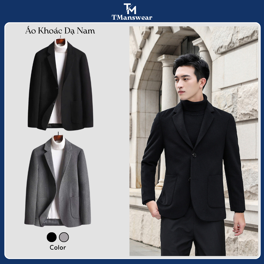 Áo Vest Dạ nam dài tay dày dặn Thu đông TMAN - Áo khoác dạ from dáng trẻ trung hàn quốc cao cấp khôn