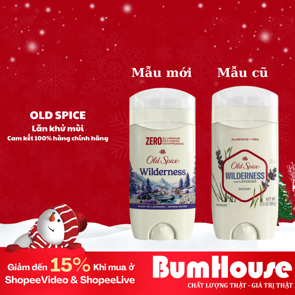 Sáp Khử Mùi Old Spice WILDERNESS With Lavender Deodorant 85g (sáp xanh)