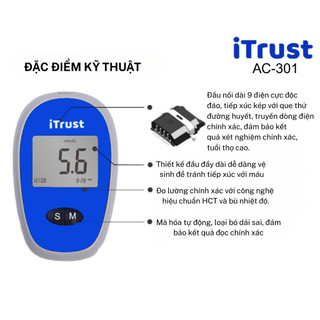 Máy Đo Đường Huyết Chính Hãng Itrust AC-301 Giá Rẻ ( không kèm kim và que )