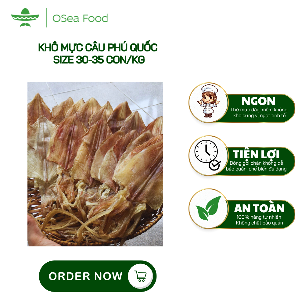 Khô Mực Phú Quốc Size 30-35 Con/Kg 500gram- Mực Khô Cao Cấp - Quà Biếu Tặng Đối Tác Nước Ngoài