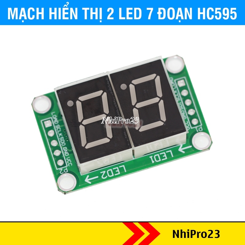Mạch hiển thị led 7 đoạn 74hc595 2 số 0.56icnh
