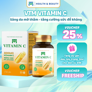 Viên uống VTM Vitamin C bổ sung vitamin C, sáng da, mờ thâm, tăng cường đề kháng - gói 60 viên