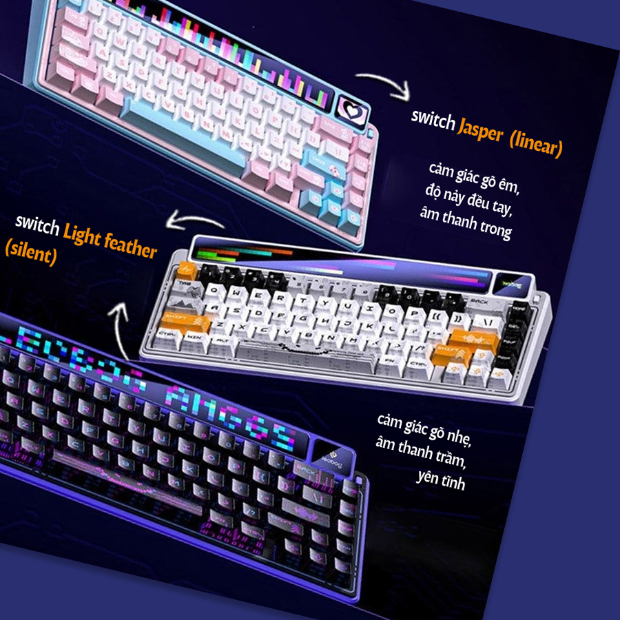[CHÍNH HÃNG] Bàn phím cơ Bluetooth Leobog AMG65 - Led RGB, Hotswap, 3 mode kết nối, 2 màn hình led | BigBuy360 - bigbuy360.vn
