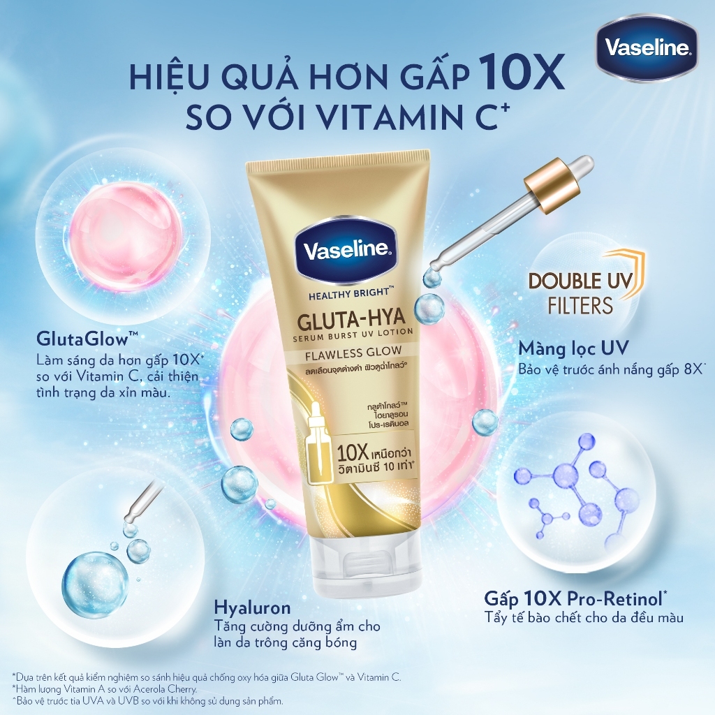 Serum Vaseline Gluta-Hya Dưỡng Da Sáng Mịn Sau 7 Ngày 330ML