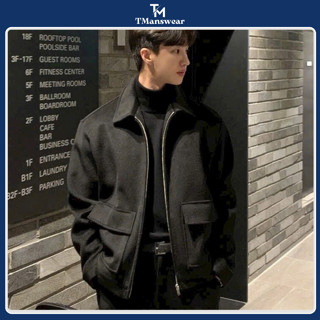  Áo Khoác Dạ nam cao cấp TMAN vải Dạ 2 lớp dày dặn Áo khoác cổ bẻ from rộng phong cách trẻ trung phong cách 