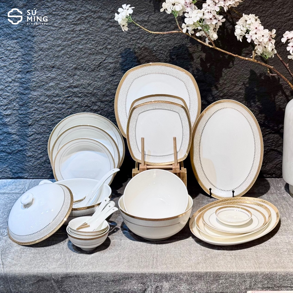 Bộ bát đĩa sứ xương trắng Imperial London SỨ MING hoàng gia anh sang trọng, cao cấp