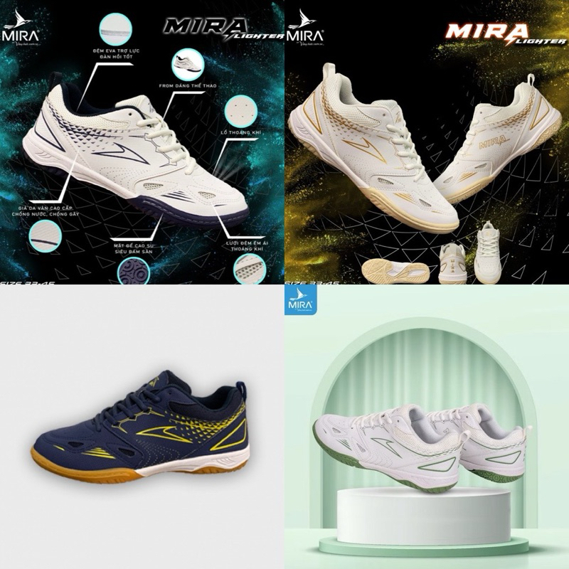 TẶNG TẤT  Giày cầu lông, bóng bàn, chạy bộ, bóng chuyền MIRA LIGHTER  SIÊU NHẸ, ÊM, hoạ tiết tinh tế
