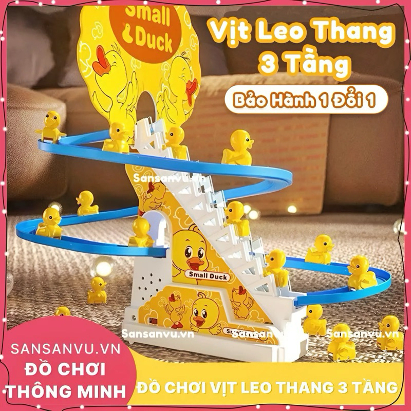 Đồ chơi cầu trượt Vịt vàng leo cầu thang với âm thanh vui nhộn + Đèn nháy đẹp mắt