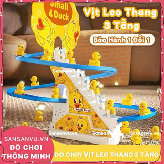 Đồ chơi cầu trượt Vịt vàng leo cầu thang với âm thanh vui nhộn + Đèn nháy đẹp mắt