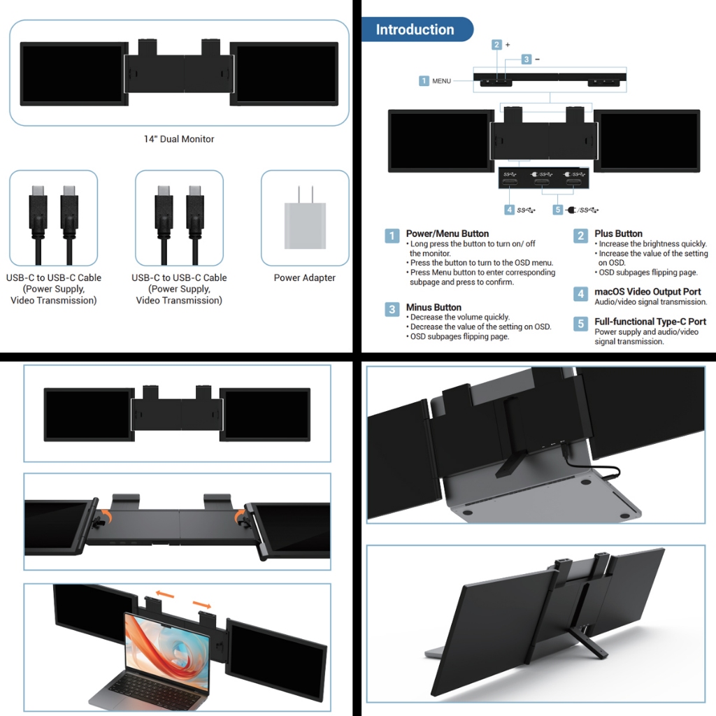 [Mới 100%] BOE Màn hình đôi di động Dual portable screen chính hãng - 14 inch | BigBuy360 - bigbuy360.vn