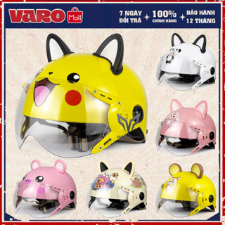 Mũ Bảo Hiểm Nửa Đầu Trẻ Em Có Kính Bảo Vệ An Toàn Cho Bé Từ 5-10 Tuổi Lồng Ép Nhiệt Cao Cấp VARO