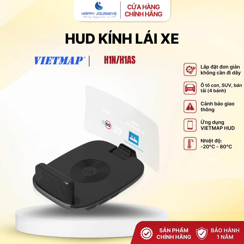 HUD kính lái Vietmap H1N/H1AS – Màn hình hiển thị thông minh, cảnh báo giao thông hỗ trợ lái xe an t