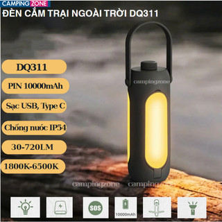  Đèn cắm trại tích điện Treo lều Camping Lamp DQ311 Pin trâu  10000mAh tích hợp sạc dự phòng 