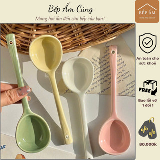  Thìa muỗng sứ paastel vàng hồng trắng xanh thìa ăn cơm thìa cà phê muỗng cơm muỗng sứ cà phê 