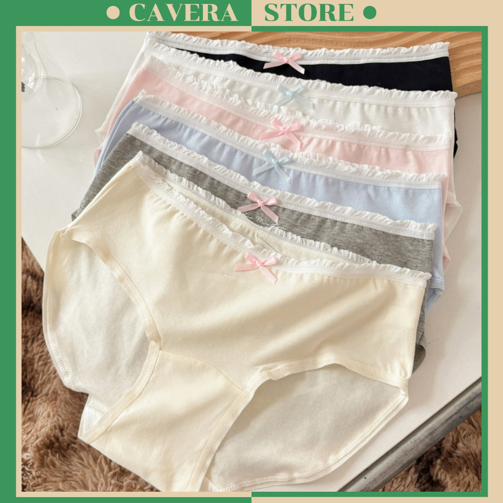 Combo 3 Quần Lót Nữ Cotton Phối Ren Mềm Xinh, Quần Chip Thoáng Khí Mát Kháng Khuẩn CAVERA L.4119