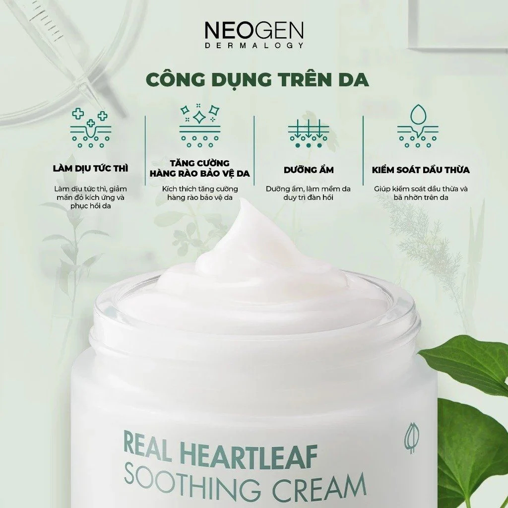 Neogen Kem dưỡng Dermalogy Real Heartleaf Soothing Cream 80g