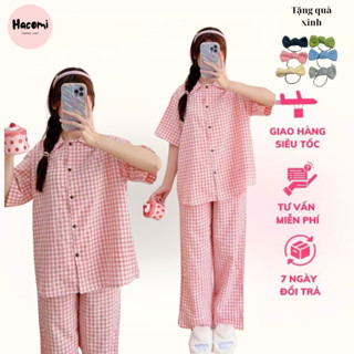 Bộ Pijama Cho Nữ cổ sen CỘC DÀI dễ thương nhiều màu, Đồ bộ mặc nhà pyjama quần dài nữ