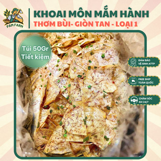  ❁Gói Tiết Kiệm 50G❁ Khoai Môn Lát Mỏng Mắm Hành Loại 1 - Khoai Môn Lát - Khoai Môn Sấy PAM FARM 