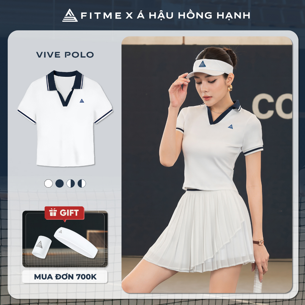 Áo polo tennis pickleball nữ Fitme VIVE ES chất liệu thoáng khí kháng khuẩn chống mùi APSP01 | BigBuy360 - bigbuy360.vn