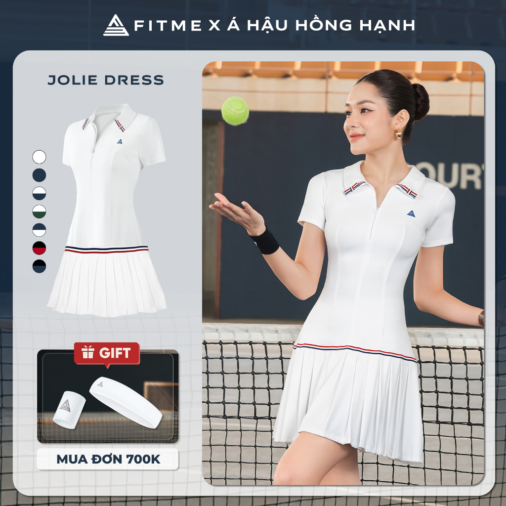 Váy tennis pickleball nữ Fitme JOLIE ES phối nơ tặng kèm quần bảo hộ, chất co giãn thoáng khí DNSP01 | BigBuy360 - bigbuy360.vn