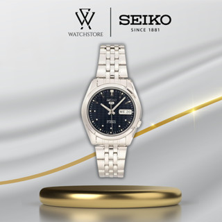  Đồng Hồ Cơ Nam Seiko 5 SNK357K1 Màu Xanh Dây Kim Loại Không Gỉ Kính Khoáng 37mm Kháng Nước Chính Hãng 