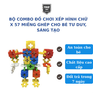 Bộ Combo Đồ Chơi Xếp Hình Chữ X 57 Miếng Ghép Cho Bé Tư Duy, Sáng Tạo