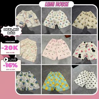 [Lumi House] Quần Đùi Nữ Nỉ In Hình Hoạt Hình Siêu Cute Dễ Thương Ống Rộng Cạp Chun Co Giãn. Quần Short Nữ Mặc Ở Nhà