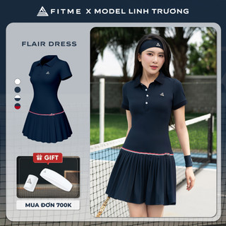  Váy tennis pickleball nữ Fitme FLAIR EA phối nút chất liệu co giãn thoáng khí tặng kèm quần bảo hộ DNSP02 