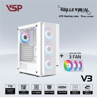  <ATX> Case PC  Vỏ thùng  lắp Dual Xeon VSP V3 sẵn 3 fan MÀU TRẮNG lắp được main dual xeon 