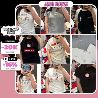  Ảnh Thật  Áo Babytee LUMI HOUSE Dễ Thương Hello Kitty Chất Thun Gân Form Vừa Vặn Basic Mặc Hàng Ngày 