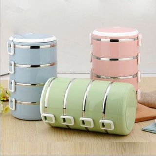 Hộp Cơm Giữ Nhiệt Lúa Mạch 4 Tầng Ruột Inox 304 - Giữ Nhiệt Hoàn Hảo Cho Bữa Ăn