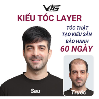 Tóc giả nam che hói VTG kiểu LAYER lãng tử, dễ tạo kiểu - Vua Tóc Giả