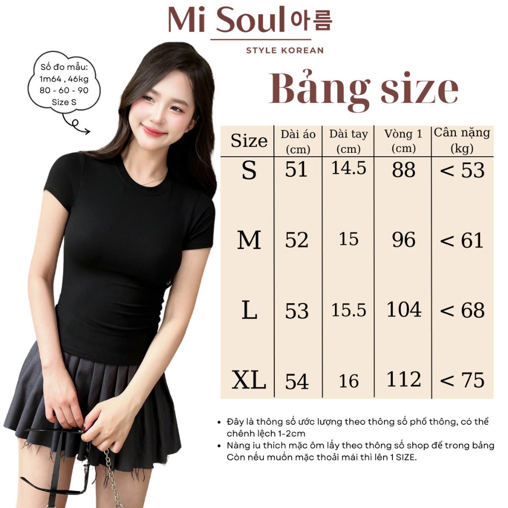 Áo Thun Nữ Cotton Mịn Mát Misoul Không Pha NiLon, Áo Phông Cổ Tròn Ôm Body Basic Co Giãn Thoáng Mát Bigsize 402 | BigBuy360 - bigbuy360.vn