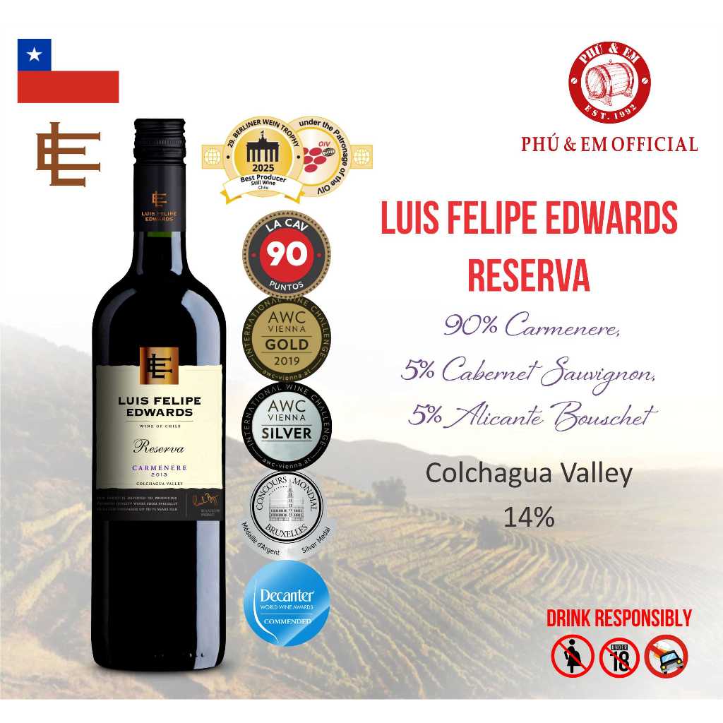 Rượu Vang Đỏ Chile Luis Felipe Edwards Reserva Carmenere
