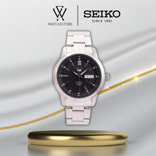 Đồng Hồ Cơ Nam Seiko 5 SNKM87K1 Màu Đen Dây Kim Loại Không Gỉ Kính Khoáng 42mm Kháng Nước Chính Hãng