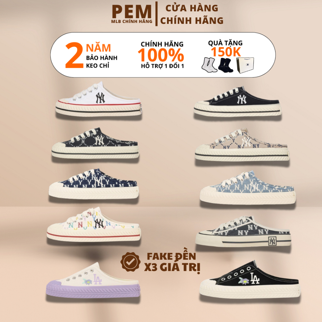 Giày sục MLB Playball Mule chính hãng giá tốt độn đế 4cm cực đẹp nhiều mẫu,hàng new real 100%, check ra FAKE hoàn X3