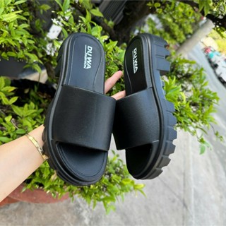  Dép bánh mì nữ 5CM đế cao su EVA siêu nhẹ chống trượt - Slipper DéP Có Quai-màu đen 