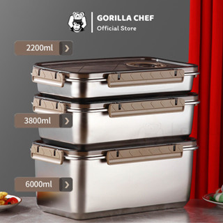  Hộp bảo quản thực phẩm inox 304 siêu dày Gorilla Chef hộp kín khí chống rò rỉ nước 3 kích cỡ 