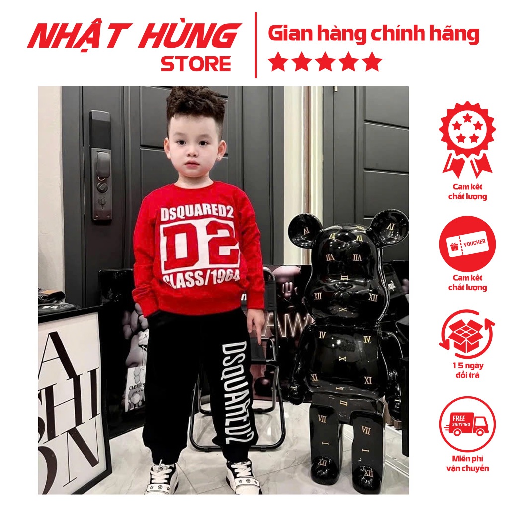 Bộ quần áo nỉ 2 da thu đông in D2 cho bé trai bé gái từ 10-63kg hiệu Nhật Hùng NH72