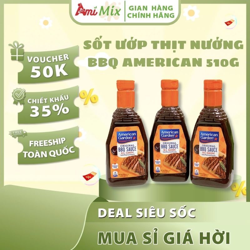 Sốt ướp thịt nướng BBQ American Garden (510g) - Đậm Vị Chuẩn Mỹ, Sốt ướp thịt đậm đà, BBQ thơm ngon