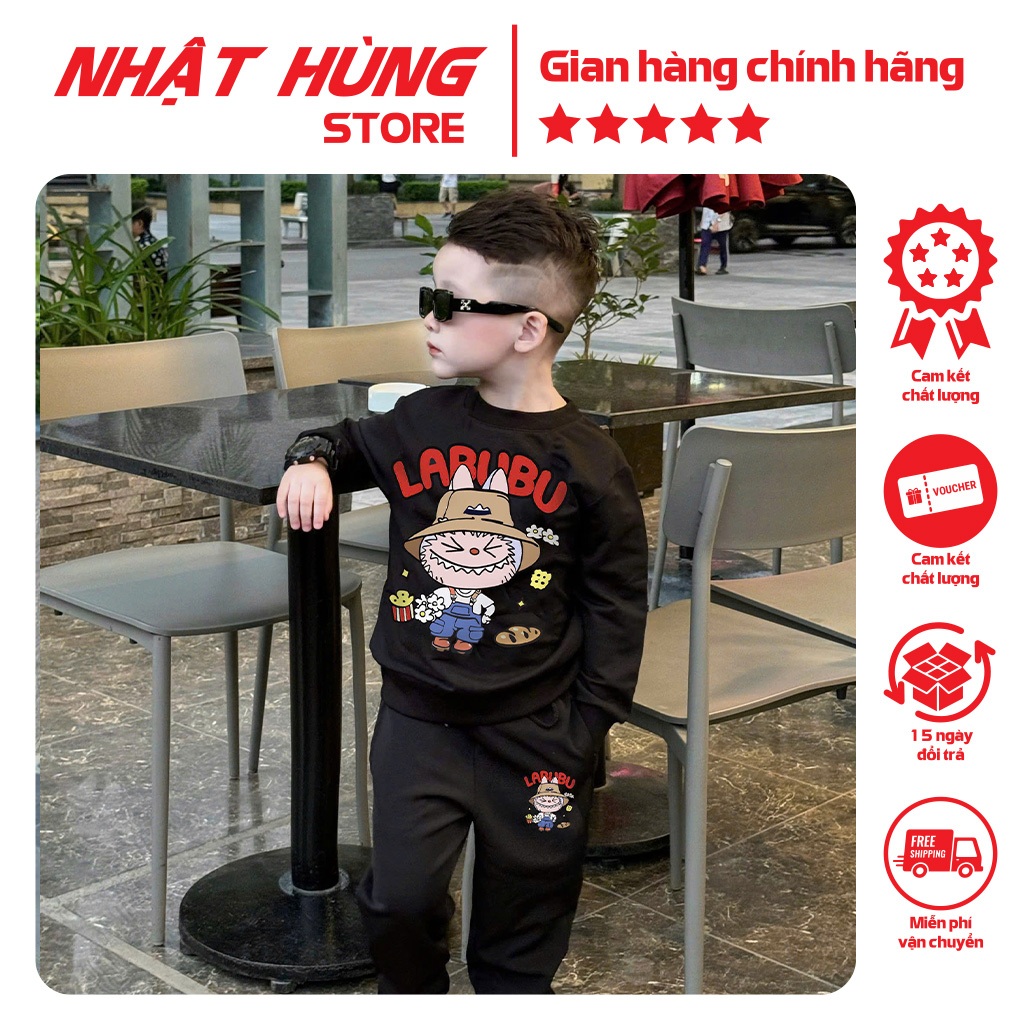Bộ quần áo nỉ 2 da thu đông in BUBU BÁNH MÌ cho bé trai bé gái từ 10-63kg hiệu Nhật Hùng NH73