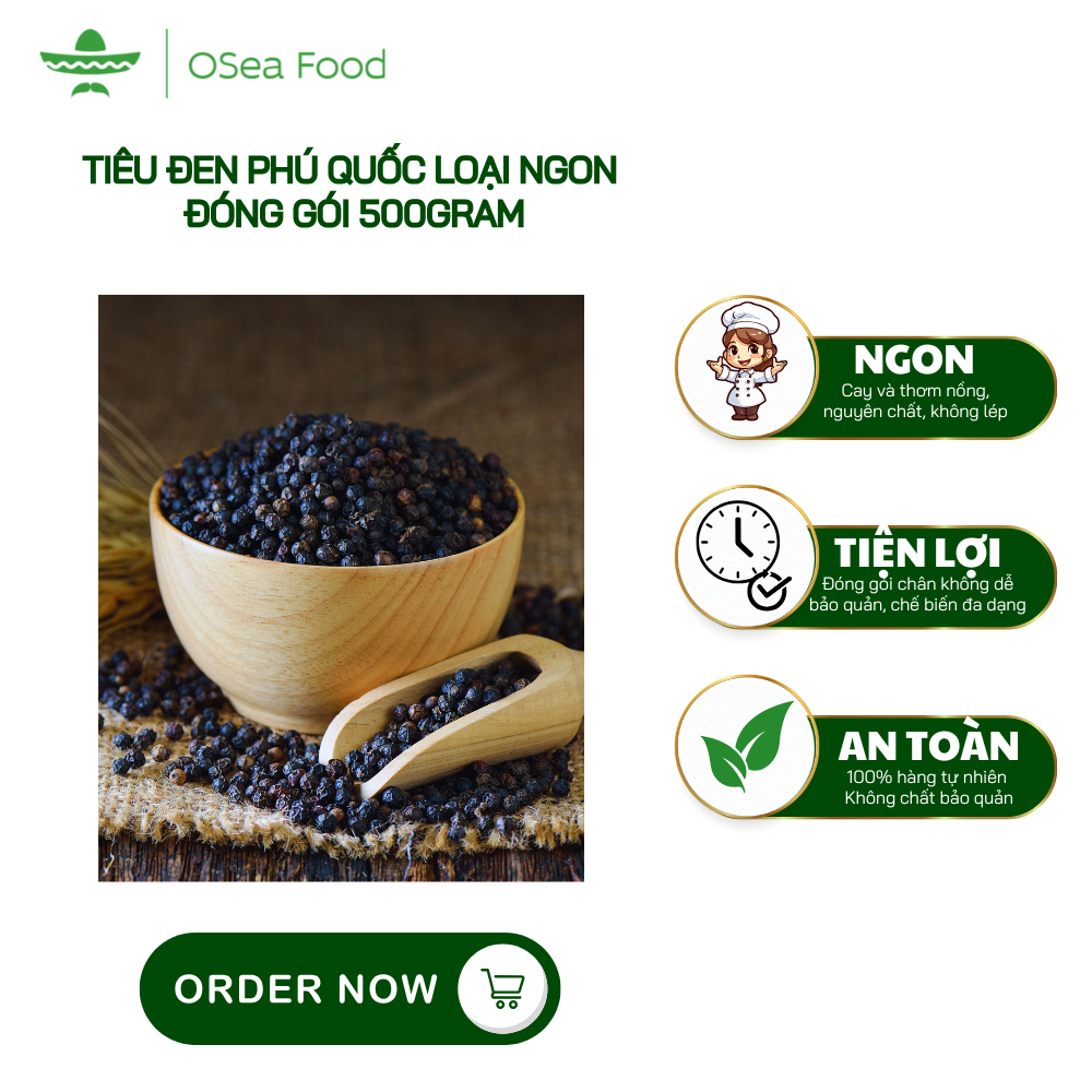Tiêu Đen Phú Quốc Loại Ngon 500gram – Hạt Khô Giòn Tự Nhiên, Đậm Vị Cay Thơm – Không Chất Bảo Quản