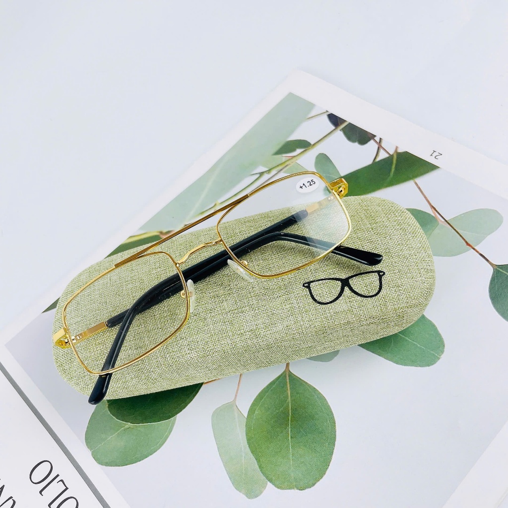 Kính lão cho người lớn tuổi đọc sách - Kính lão gọng mạ vàng.lão vàng 060 _ Bon Shop