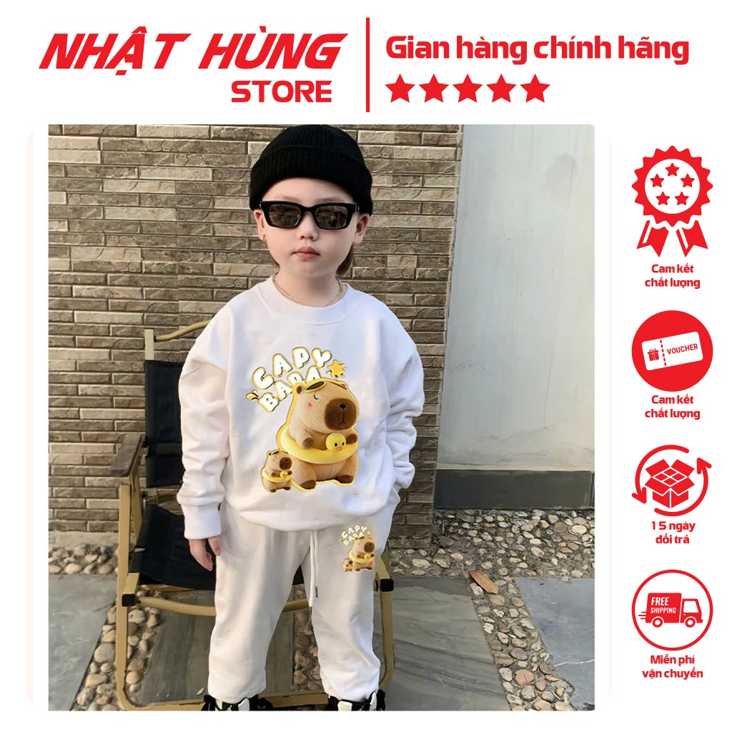 Bộ quần áo nỉ 2 da thu đông in CAPPY PHAO VỊT cho bé trai bé gái từ 10-63kg hiệu Nhật Hùng NH75
