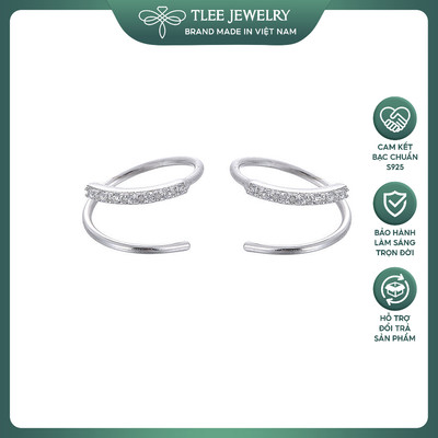 Khuyên tai bạc nữ TLEE xoắn vòng nhẹ nạm đá cao cấp TLEE JEWELRY B0193