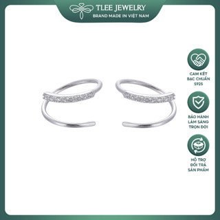 Khuyên tai bạc nữ TLEE xoắn vòng nhẹ nạm đá cao cấp TLEE JEWELRY B0193