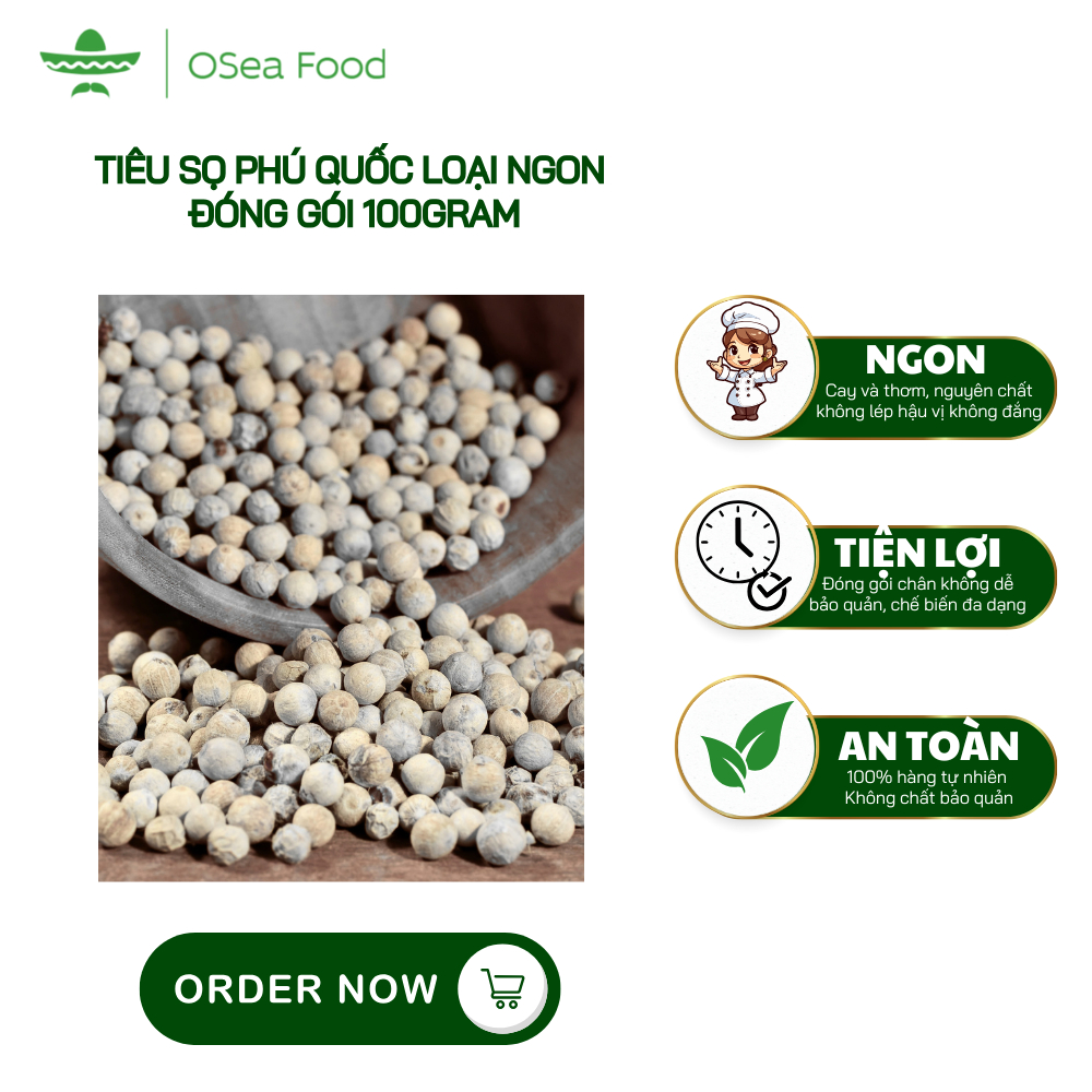 Tiêu Sọ Phú Quốc Loại 100gram – Đặc Sản Cay Thơm Tự Nhiên – Không Chất Bảo Quản