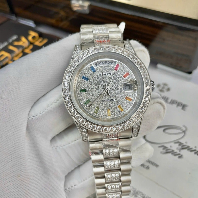 Fullbox Rolex full đá mặt - Fullbox 38mm 41mm