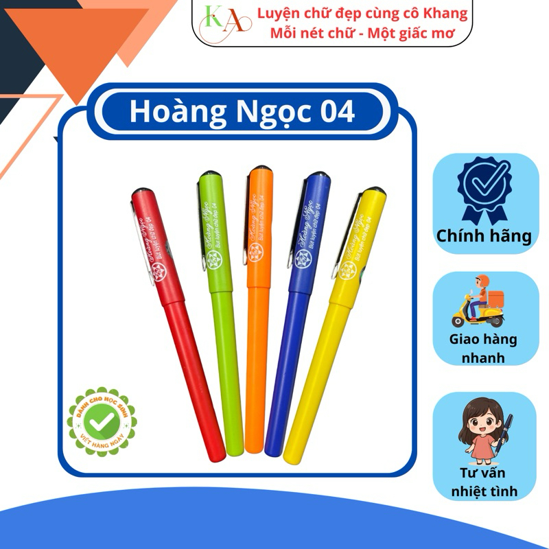 Bút Máy Hoàng Ngọc 04 – Ngòi Kim Tinh Êm Trơn, Viết Nét Đẹp – Dành Cho Học Sinh Luyện Chữ