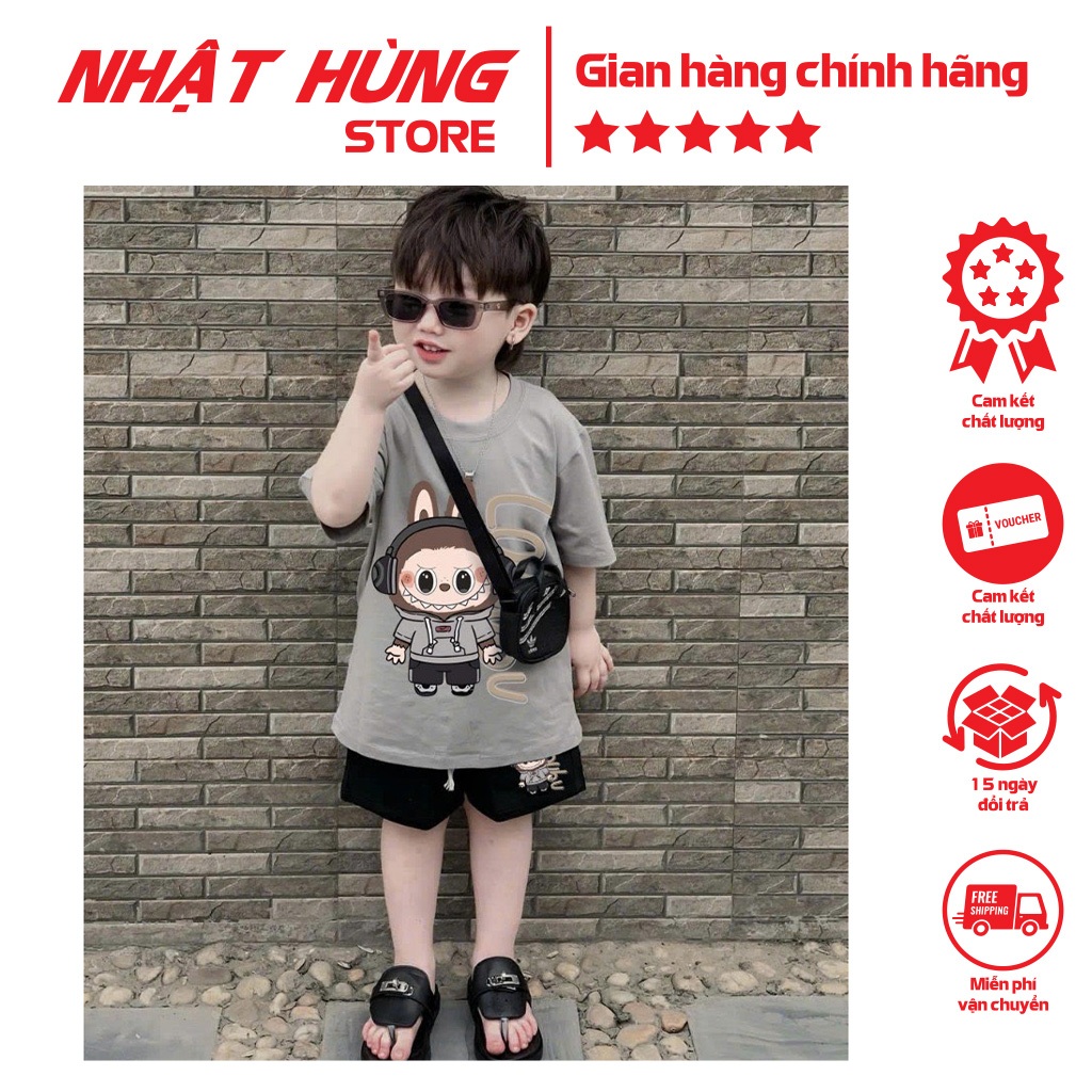 Bộ quần áo cho bé trai hình in BUBU TAI PHONE, set bộ thun trẻ em hiệu Nhật Hùng size 10-63kg - NH78